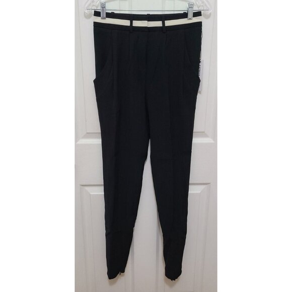 NEW Express Fashion Star Women's Trouser Tuxedo Pants Slim Zipper Ankle Black 0 - Picture 1 of 13